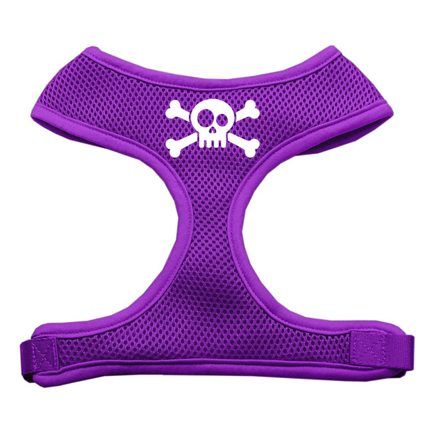 Skull Crossbones Screen Print Soft Mesh Pet Harness - Purple