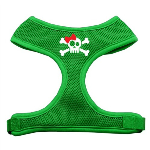 Skull Bow Screen Print Soft Mesh Pet Harness - Emerald Green