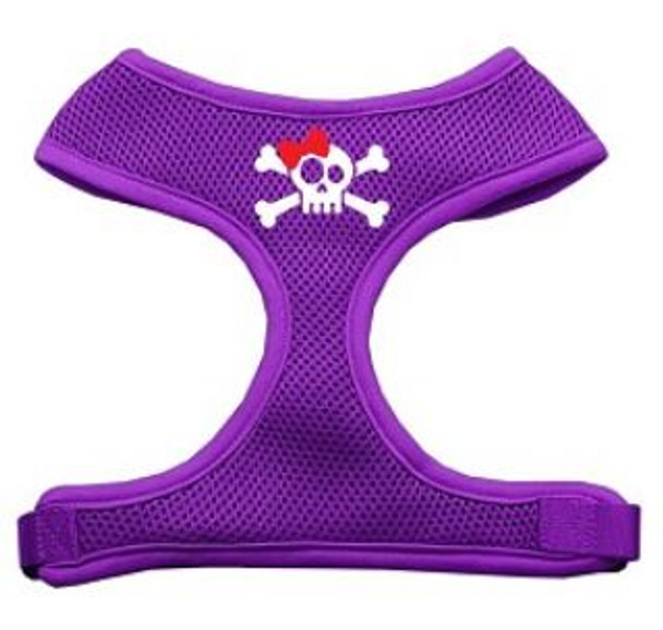 Skull Bow Screen Print Soft Mesh Pet Harness  - Purple