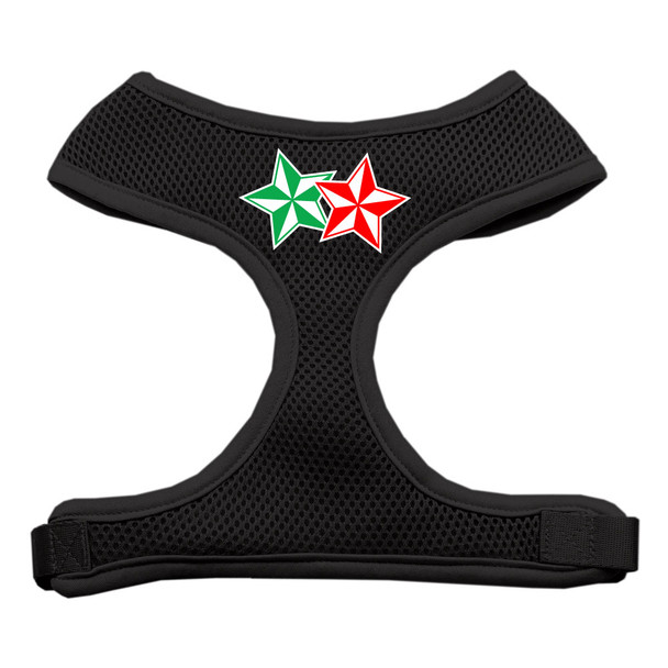 Double Holiday Star Screen Print Mesh Pet Harness - Black