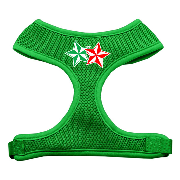 Double Holiday Star Screen Print Mesh Pet Harness - Emerald Green