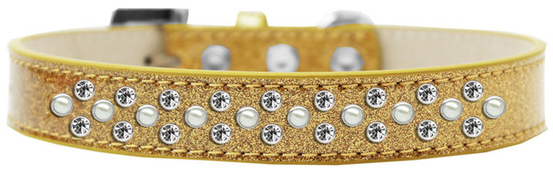 Sprinkles Ice Cream Dog Collar Pearl And Clear Crystals - Gold