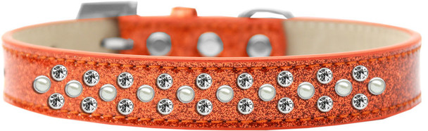 Sprinkles Ice Cream Dog Collar Pearl And Clear Crystals- Orange