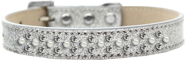 Sprinkles Ice Cream Dog Collar Pearl And Clear Crystals -Silver