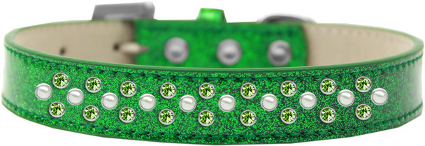 Sprinkles Ice Cream Dog Collar Pearl And Lime Green Crystals - Emerald Green