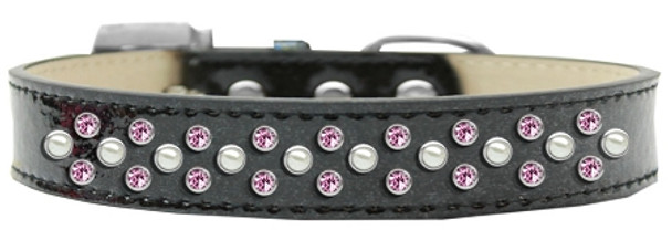 Sprinkles Ice Cream Dog Collar Pearl And Light Pink Crystals - Black