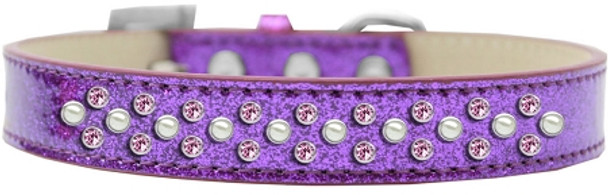 Sprinkles Ice Cream Dog Collar Pearl And Light Pink Crystals - Purple