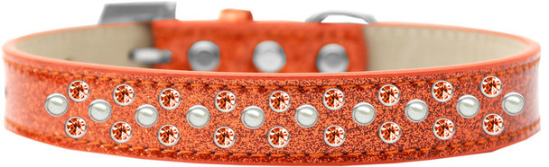 Sprinkles Ice Cream Dog Collar Pearl And Orange Crystals - Orange