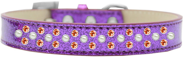 Sprinkles Ice Cream Dog Collar Pearl And Orange Crystals - Purple