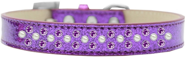 Sprinkles Ice Cream Dog Collar Pearl And Purple Crystals - Purple