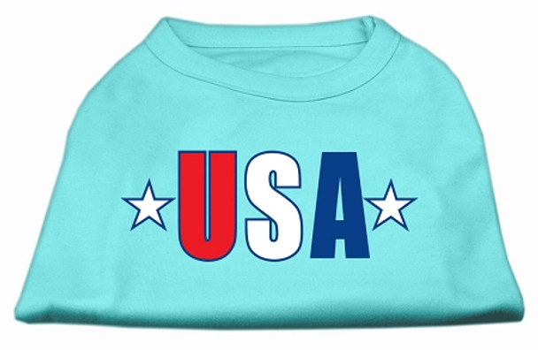Usa Star Screen Print Dog Shirt - Aqua