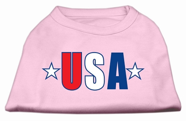 Usa Star Screen Print Shirt - Light Pink