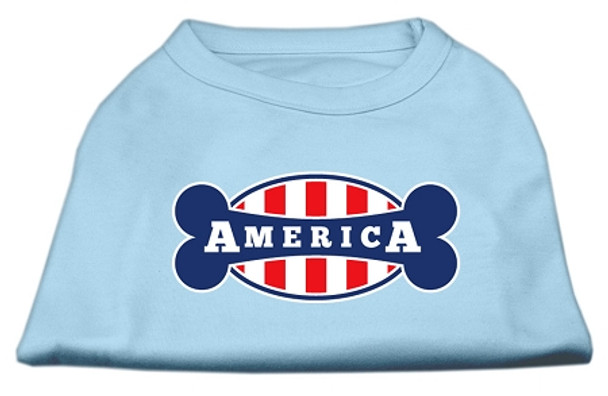 Bonely In America Screen Print Dog Shirt-  Baby Blue