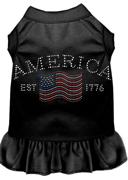 Classic America Rhinestone Dress - Black