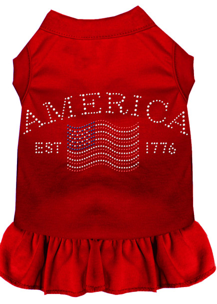 Classic America Rhinestone Dress - Red