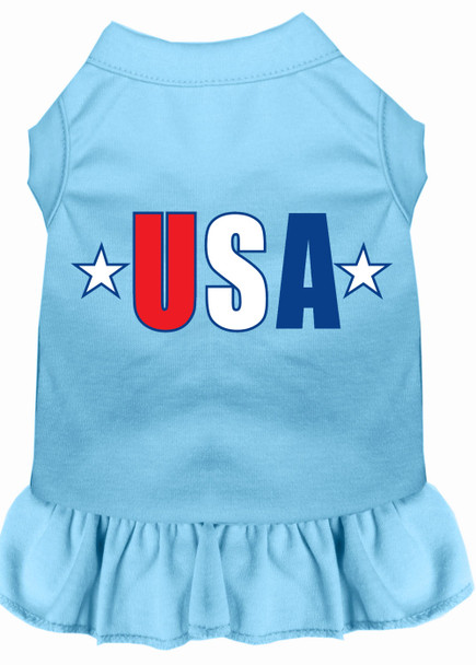 Usa Star Screen Print Dress - Baby Blue