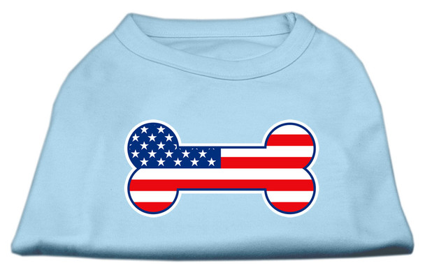 Bone Shaped American Flag Screen Print Shirts - Baby Blue