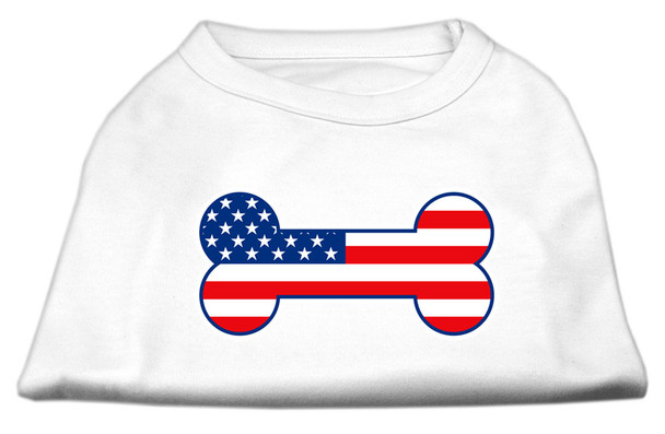 Bone Shaped American Flag Screen Print Shirts - White