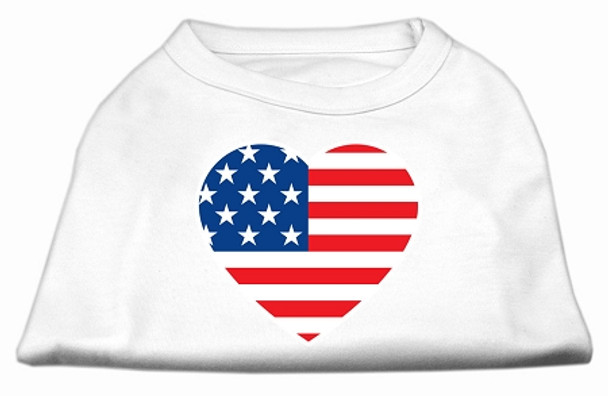 American Flag Heart Screen Print Shirt - White