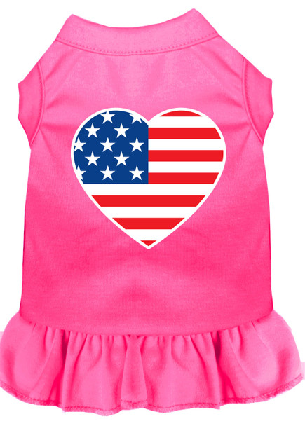 American Flag Heart Screen Print Dress - Bright Pink