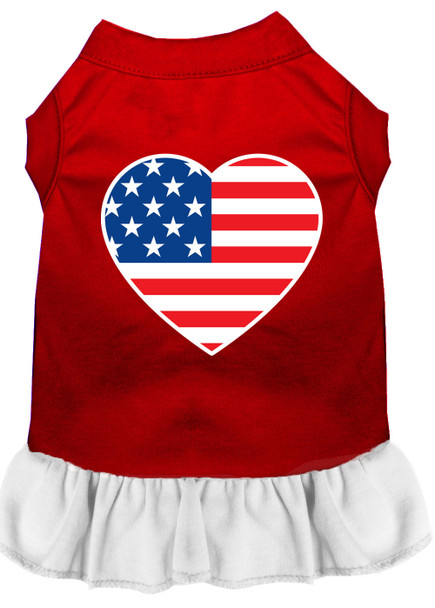 American Flag Heart Screen Print Dress - Red With White
