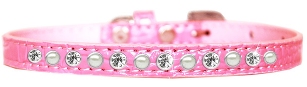 Pearl And Clear Jewel Croc Dog Collar - Light Pink