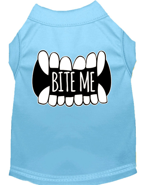 Bite Me Screen Print Dog Shirt - Baby Blue