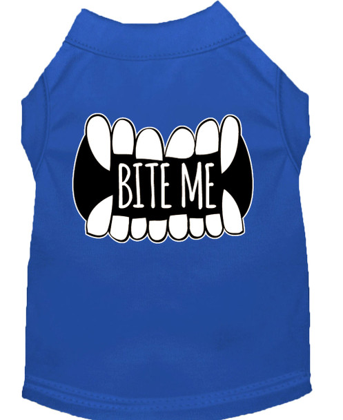 Bite Me Screen Print Dog Shirt - Blue
