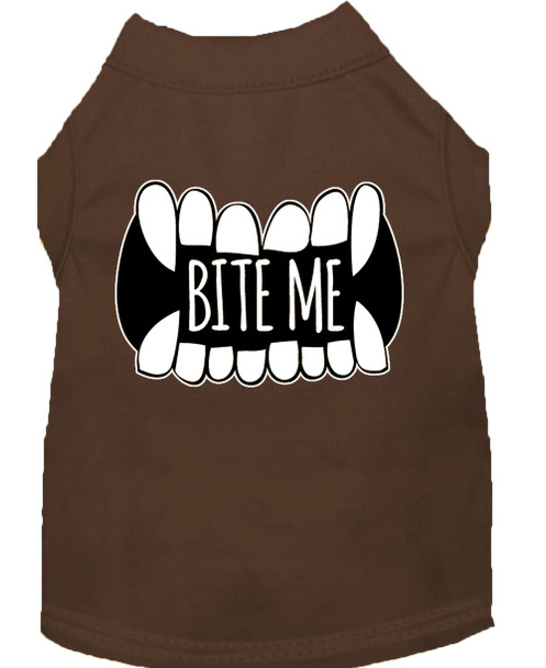 Bite Me Screen Print Dog Shirt - Brown