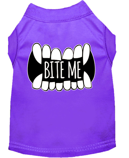Bite Me Screen Print Dog Shirt - Purple