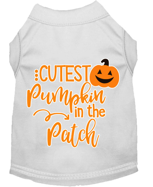 Cutest Pumpkin In The Patch Screen Print Dog Shirt - White