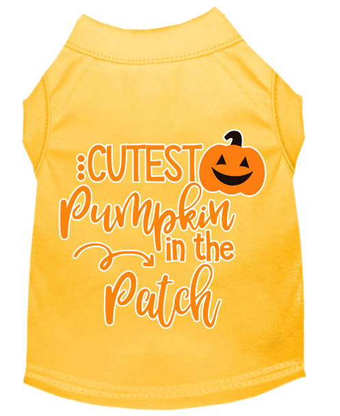 Cutest Pumpkin In The Patch Screen Print Dog Shirt - Yellow