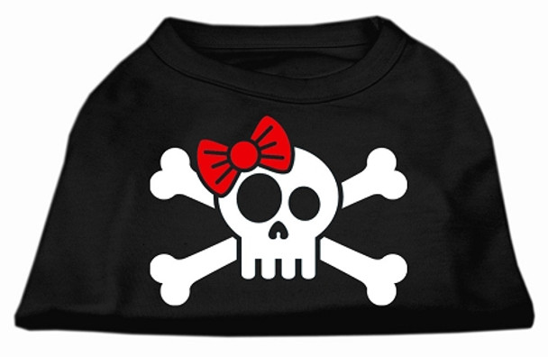 Skull Crossbone Bow Screen Print Shirt - Black