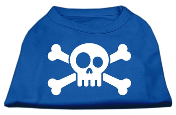 Skull Crossbone Screen Print Dog Shirt - Blue