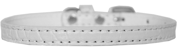 Omaha Plain Croc Dog Collar - White