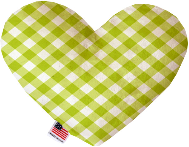 Lime Green Plaid Canvas Heart Dog Toy, 2 Sizes
