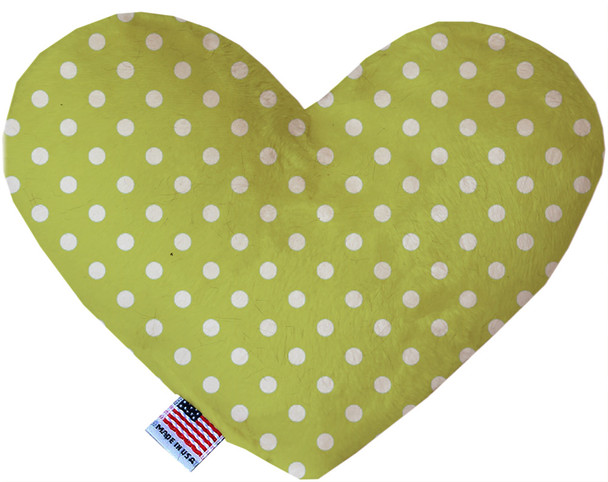 Lime Green Polka Dots Canvas Heart Dog Toy, 2 Sizes