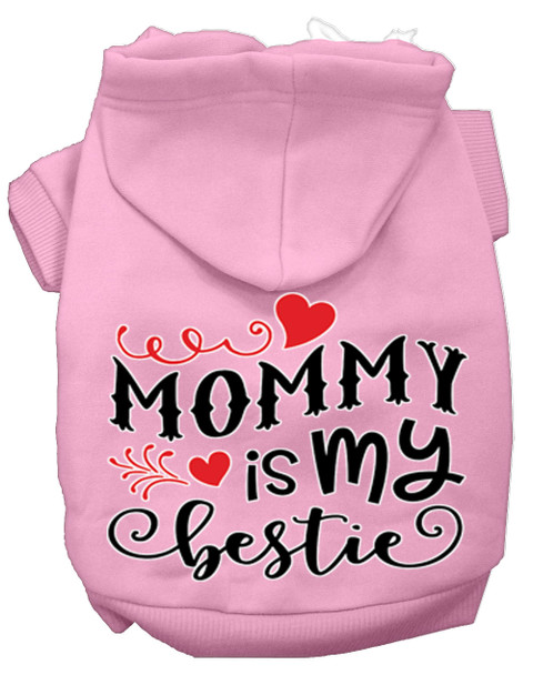 Mommy Is My Bestie Screen Print Dog Hoodie - Light Pink