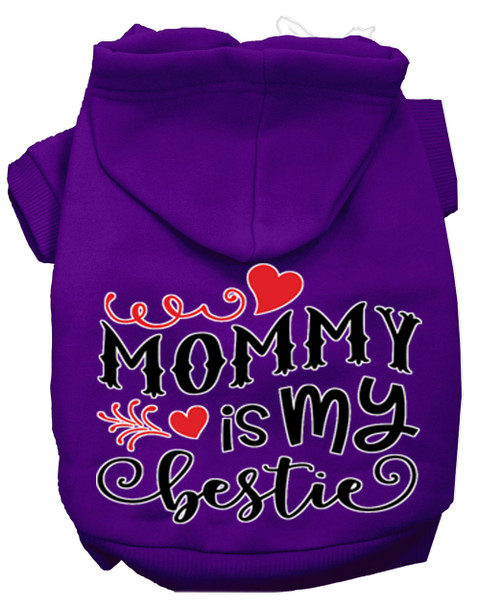 Mommy Is My Bestie Screen Print Dog Hoodie - Purple