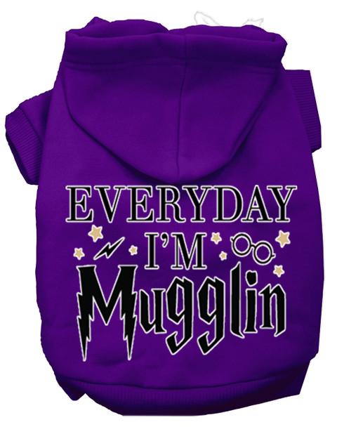 Everyday I'm Mugglin Screen Print Dog Hoodie - Purple