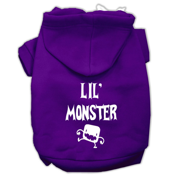 Lil Monster Screen Print Pet Hoodies - Purple