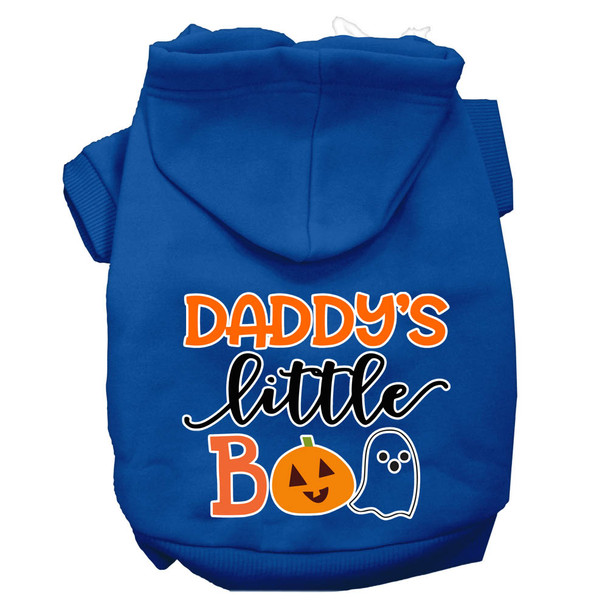 Daddy's Little Boo Screen Print Dog Hoodie - Blue