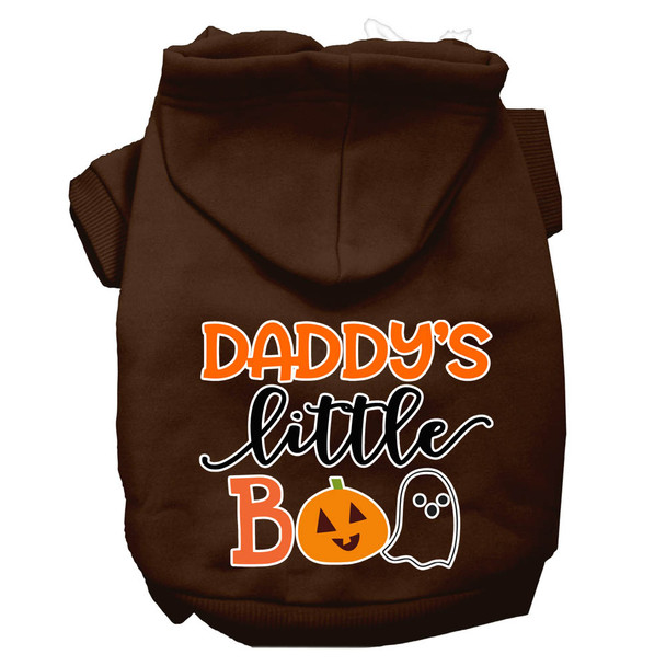 Daddy's Little Boo Screen Print Dog Hoodie - Brown