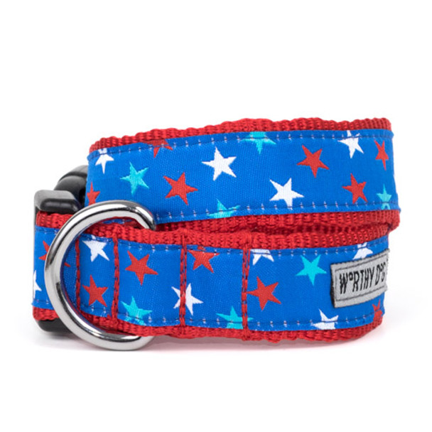 Patriotic Stars Pet Dog Collar & Lead