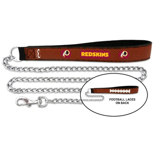 Washington Redskins Football Leather and Chain Leash