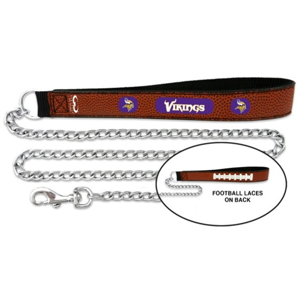 Minnesota Vikings Football Leather and Chain Leash