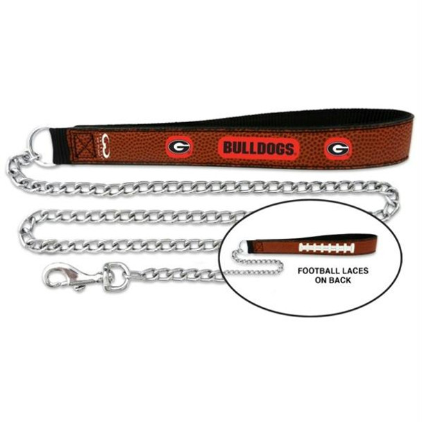 Georgia Bulldogs Football Leather and Chain Leash