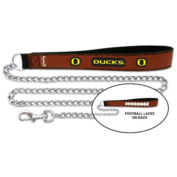 Oregon Ducks Football Leather and Chain Leash