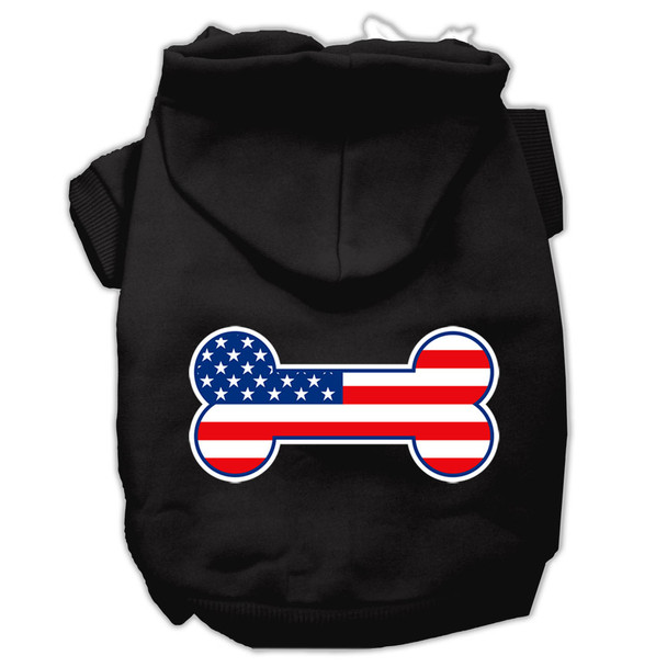 Bone Shaped American Flag Screen Print Pet Hoodies - Black