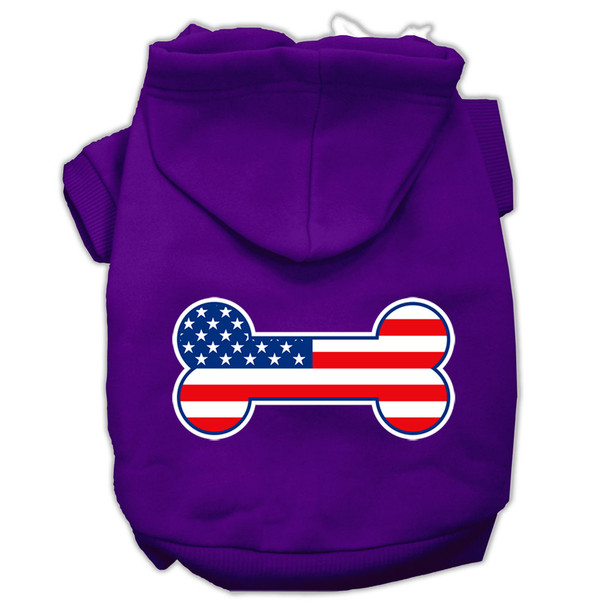 Bone Shaped American Flag Screen Print Pet Hoodies - Purple